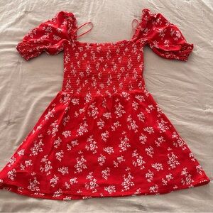 Reformation Scarlet Floral Puff Sleeve Top